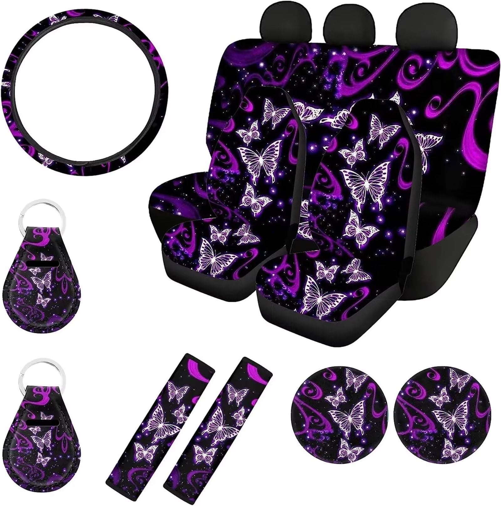 Pzuqiu Purple Butterfly Car Accessories Car Seat Covers Full Set