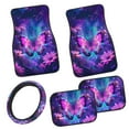 thumbnail image 1 of Pzuqiu Purple Butterfly Car Floor Mats and Car Steering Wheel Cover 5 Piece Rubber Non-Slip Floor Mats for Additional Protection Removable Automotive Accessories Car Interior for Car Truck SUV, 1 of 6