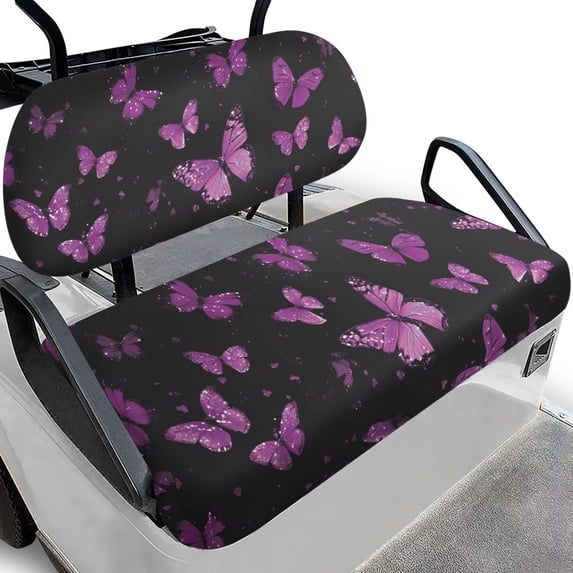 Pzuqiu Purple Butterfly Design Golf Cart Seat Covers Breathable, Lightweight Golfcart Accessories Fit for EZGO Club Car