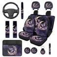 thumbnail image 1 of Pzuqiu Purple Butterfly Moon Automobile Interior Sets Car Seat Covers Full Set Steering Wheel Seat Belt Coasters Head Rest Covers Arm Rest Cushion Pad Keychain 14 Pcs Set Gift for Women Easy Install, 1 of 7