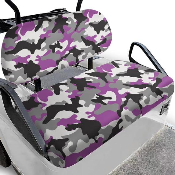 Pzuqiu Purple Camo 2-Piece Golf Cart Seat Covers Set - Breathable Washable Protection for Most 2-Seater Golf Carts