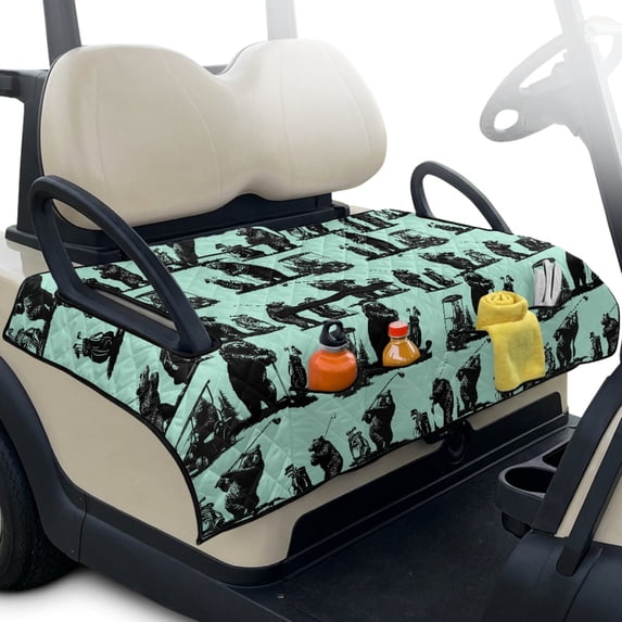 Pzuqiu Quilted 2-Person Golf Cart Seat Cover With 4 Pockets - Non-Slip Universal Fit Protector For Golf Enthusiasts