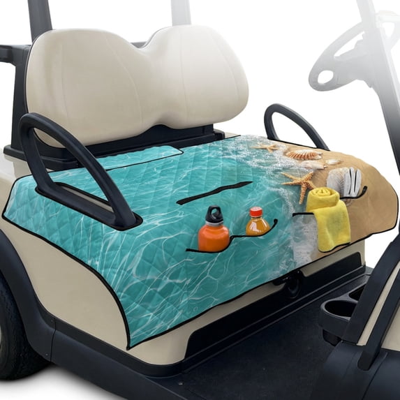 Pzuqiu Quilted Golf Cart Seat Covers Keep Seat Cool in Summer Soft, Compatible with Golf Club Outdoor Golf Cart Seat Towel Blanket Covers(Waves)