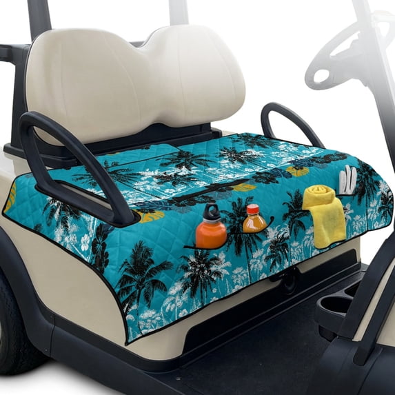 Pzuqiu Quilted Golf Cart Seat Covers Portable Anti-Scratch, Compatible with Outdoor Golf Club Carts Cushion Towel Blanket(Palm Tree)