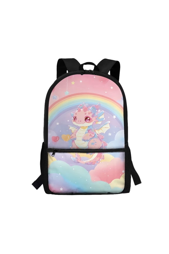 Rainbow Dragon School Backpack for Girls 8-12,3rd Grade Book Bag Back Pack for Girls 8-10 Lightweight Kindergarten Elementary School Bag for Travel Camping Hiking Daypack