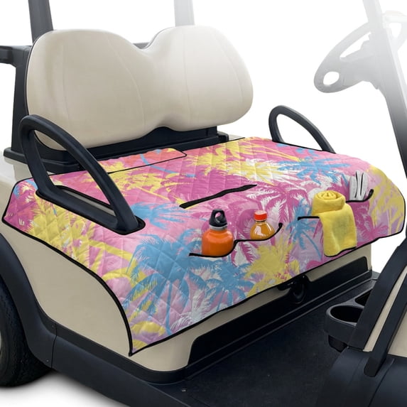 Pzuqiu Rainbow Palm Jungle Golf Cart Seat Covers Suitable for Summer Winter All-Season, Foldable, Suitable for Outdoor, Fit for EZGO Yamaha Carts Club Car