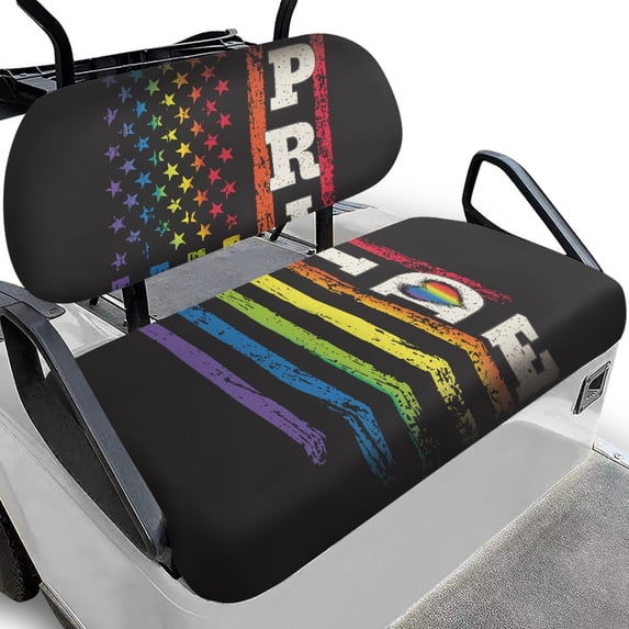 Pzuqiu Rainbow Pride 2-Piece Golf Cart Seat Covers - Breathable Washable Universal Fit for Most 2-Seater Golf Carts, LGBT Pride Golf Accessory
