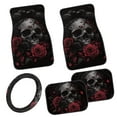 thumbnail image 1 of Pzuqiu Raven Skull Automotive Floor Mats with Car Steering Wheel Cover Driver Passenger and Rear Floor Mats for Additional Protection Easy to Install Universal Fit Interior 5-Piece Car Mats, 1 of 6