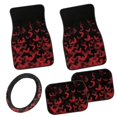 thumbnail image 1 of Pzuqiu Red Bat Universal Car Floor Mats Steering Wheel Cover Full Set Easy to Install Driver Passenger and Rear Floor Mats with Anti-Slip Pad for SUV,Vans,sedans,Trucks,Car Mats Full Set 5 Pcs, 1 of 6