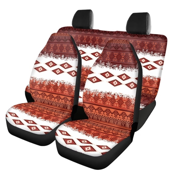Pzuqiu Red Geometric Pattern Washable Car Seat Covers Set, Light Trendy Accessories Fit for most Cars