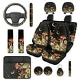 thumbnail image 1 of Pzuqiu Red Mushroom 14 Pcs Interior Covers Easy Install Front Saddle Blanket Rear Split Bench Cover Steering Wheel Center Console Pad Shoulder Strap Pads Seat Headrest Coasters Keychain, 1 of 7