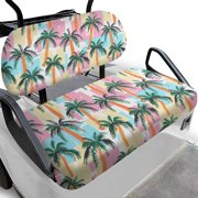Pzuqiu Retro Tropical Palm Tree Golf Cart Seat Cover Set - Breathable Stretch-Fit Protector, 2-Piece, Compatible with Most 2-Seater Carts, All-Weather