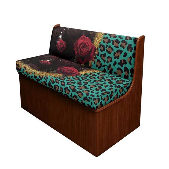 Pzuqiu Rose RV Dinette Cushion Covers Washable Leopard RV Dinette Seat Covers Replacement Sofa Cushion Slipcovers for Camper Car Bench Seats