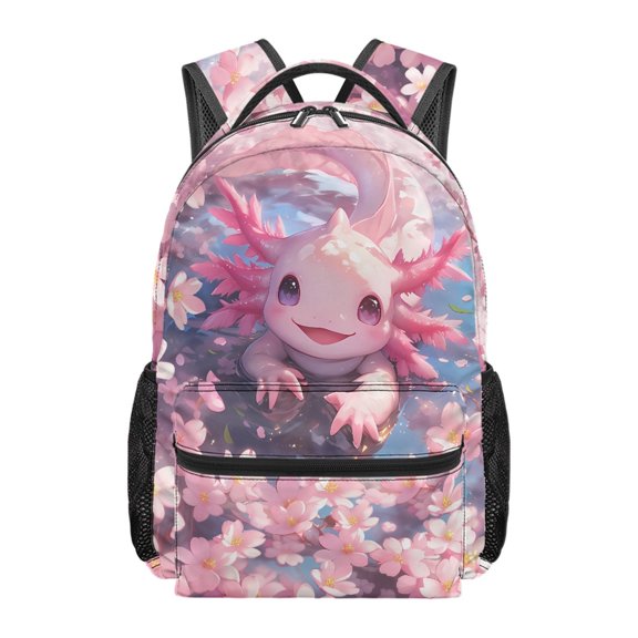 Pzuqiu Salamander Floral Pattern Comfortable Support Straps School Backpack, Waterproof Polyester Student Bag, Large Capacity School Bag for Travel