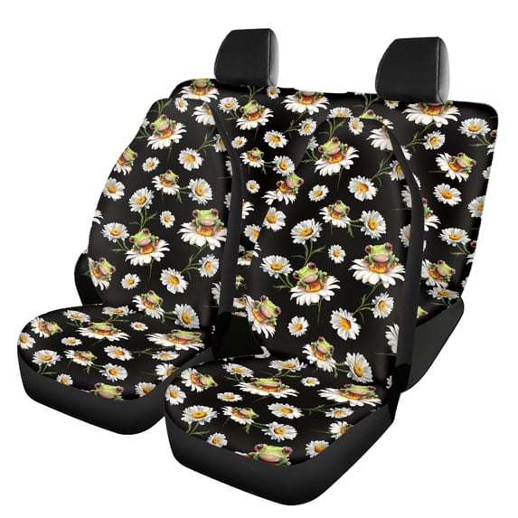 Pzuqiu Seat Covers for Cars Breathable Polyester, Compatible with Car Seats Sedan Seats, for Truck most Cars, Frog Floral Pattern