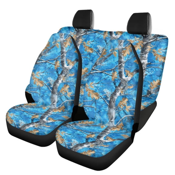 Pzuqiu Seat Protectors Comfortable Driving Polyester, Compatible with Automotive Seat Back Bench, for Sedans Truck, Tree Leaf Camo Pattern