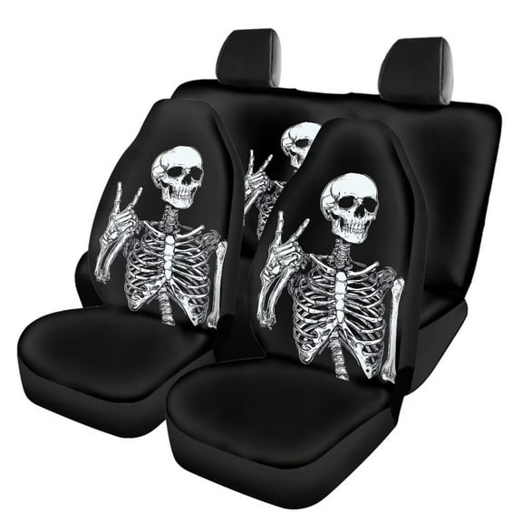 Pzuqiu Skeleton Car Seat Covers Full Set 4 Pack Breathable Easy to Install Car Seat Covers Front Seats Back Seats Fashion Soft Car Interior Accessories fit for Most Cars and Trucks