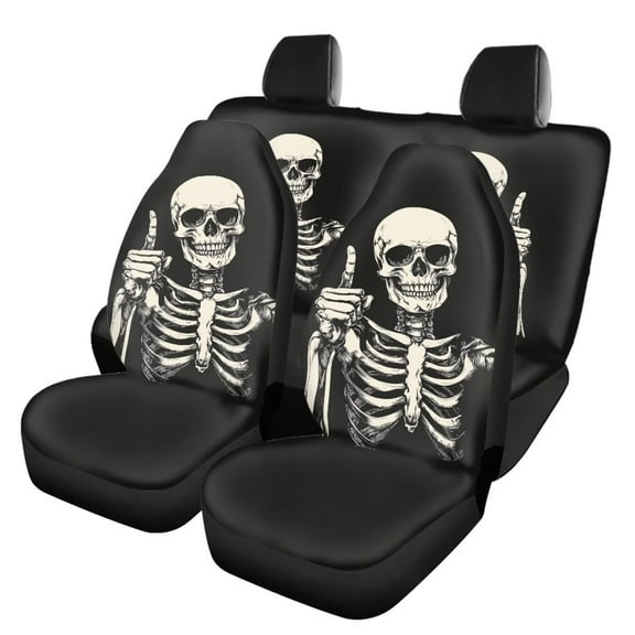 Pzuqiu Skeleton Skull Car Seat Cover Full Set Soft Breathable Universal Seat Covers for Cars Easy to Install Automotive Vehicle Cushion for Comfortable Driving Fit for Most Cars And Trucks