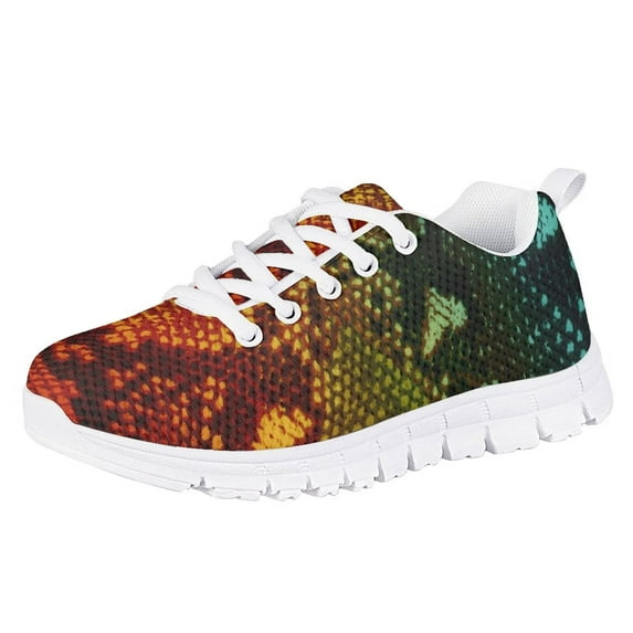 Pzuqiu Snake Print Girls Tennis Shoes Size 12 Little Kid Breathable Mesh Sneakers Lace Up Comfy Walking Shoes Outdoor Athletic Shoes Lightweight