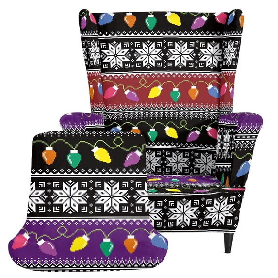 Pzuqiu Snowflake Striped Single High Back Armchair Slipcover for Pet, Anti Dirt Wingback Armchair Cover Polyester Spandex Fabric Wingback Chair Cover for Bedroom