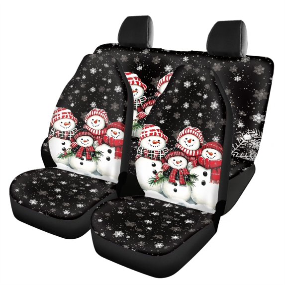 Pzuqiu Snowmen Car Seat Covers Full Set, Suitable for Auto Seats Automotive Seat Car Seats, Front and Rear Seat Cover Set for Cars Trucks