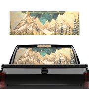 Pzuqiu Snowy Mountain Starlit Sky Theme Back Window Decals for Most Trucks Pickups, Perforated Sun Protection Vinyl Car Rear Windshield Sunshade