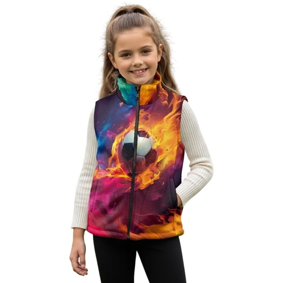 Pzuqiu Soccer Boy Outerwear Vest 11-12 Sleeveless Vest Zip Up for Boys Practical Warm Zipper Winter Sleeveless Jacket with Pockets Personalized Versatile for Outdoor Activities