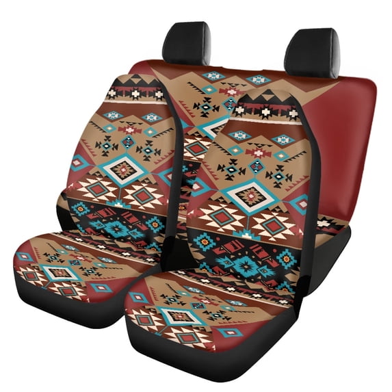 Pzuqiu Southwest Geometric Front and Rear Seat Cover Set 3 Pack Car Seat Covers Lightweight Air Breath in Summer Suitable for Cars Truck
