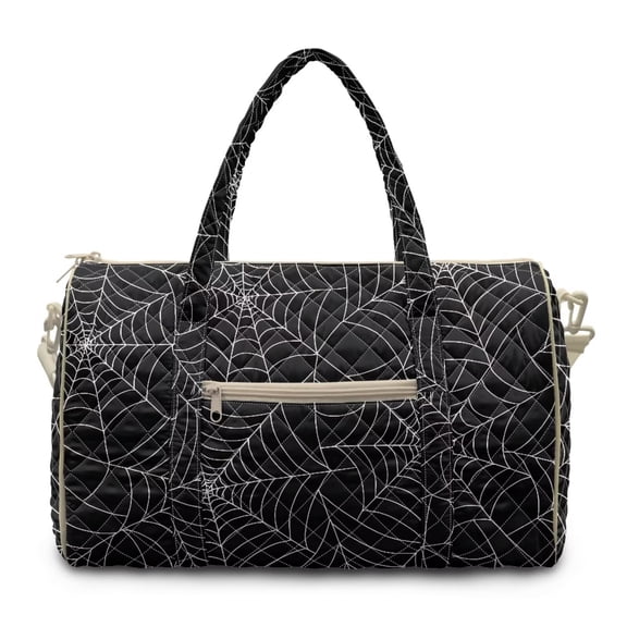 Pzuqiu Spider Web Print Quilted Weekender Bag for Women Large Capacity Lightweight Puffy Travel Duffle Carry On Tote with Adjustable Strap for Gym Overnight Trips Luggage Bags