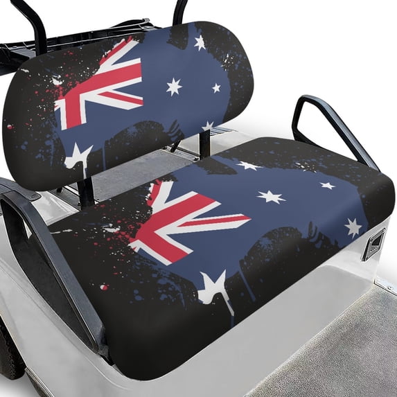 Pzuqiu Splatter-style Australian Flag Golf Cart Seat Cover Set - Breathable Stretch-Fit Protector | Compatible with Most 2-Seater Club Car, EZGO & Yamaha Carts