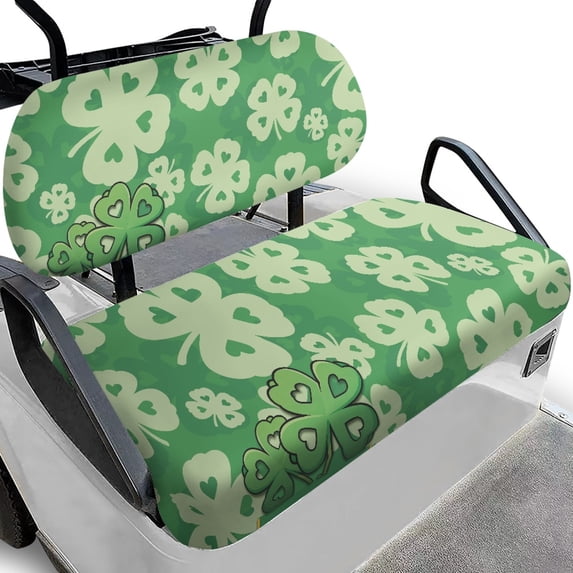 Pzuqiu St patrick's day Clover Pattern Golf Cart Seat Covers Washable, for Golf Carts, Golf Cart Front Seat Cover Kit, Compatible with 2 Person Seats Golf Carts Ezgo