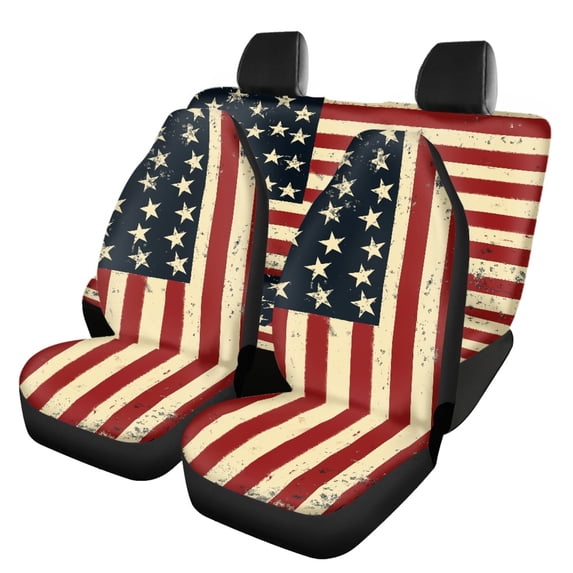 Pzuqiu Star Stripe Design Car Seat Covers Full Set Breathable, Anti-Slip, Suitable for Vans Seats, Fit for Cars
