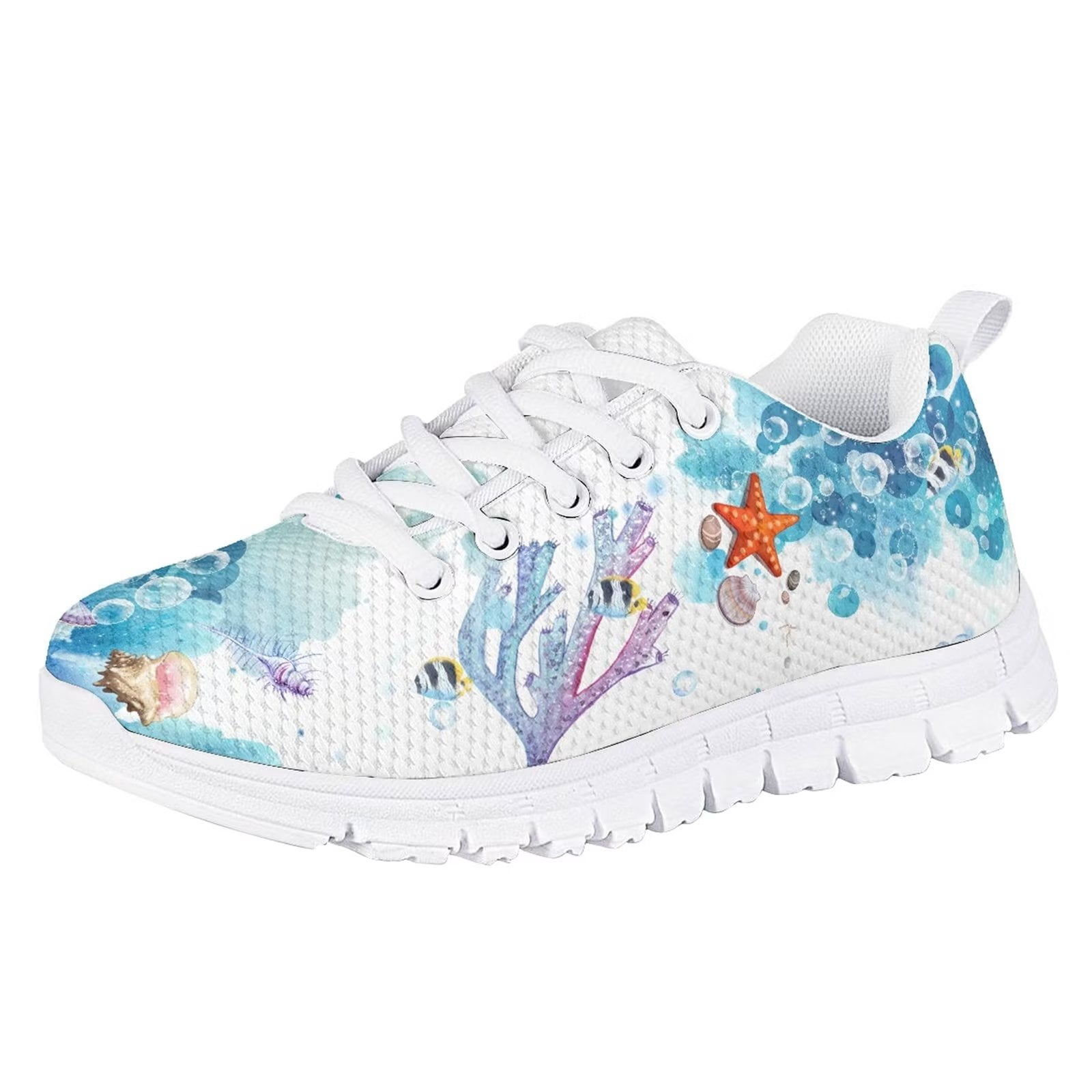 Starfish Big Kids Tennis Shoes Girls Size 5 Lace Up Running Sneakers Breathable Walking Shoes Lightweight Athletic Shoes