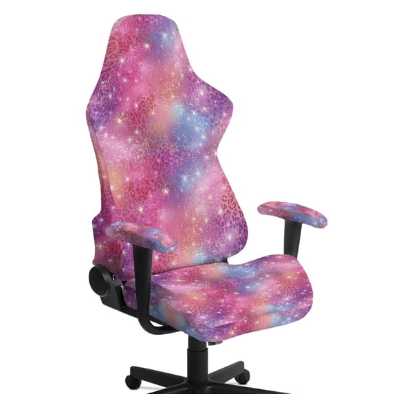 Pzuqiu Starlight Computer Game Chair Cover Easy to Install Backrest and Armrest Protector Slipcovers 4Pcs Leopard-Print Gaming Chair Covers Set for Home, Shop, Office