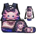 thumbnail image 1 of Pzuqiu Starry Book Axolotl Kawaii Kids Backpack for Girls 17 Inch School Backpacks for Kids Large Travel Daypack 4 pcs Bookbags with Lunch Box Set Pencil Case Water Bottle Holder, 1 of 7