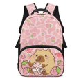 thumbnail image 1 of Pzuqiu Strawberry Capybara Custom 17 Inch School Backpack for Kids Personalized Schoolbag with Name Lightweight Breathable Shoulder Bag for Elementary Students Age 6-18, 1 of 7