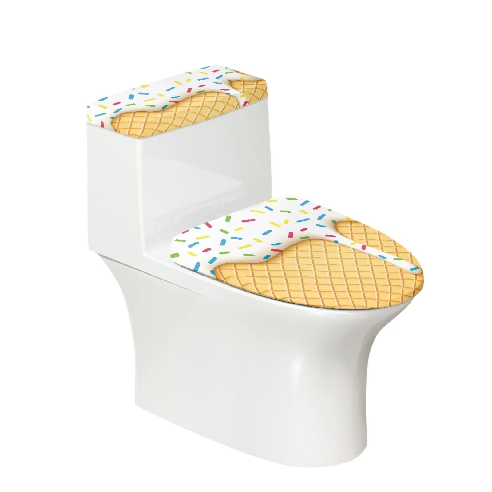 Pzuqiu Stretchable Toilet Dust Cover Set Anti Splash Water Resistant