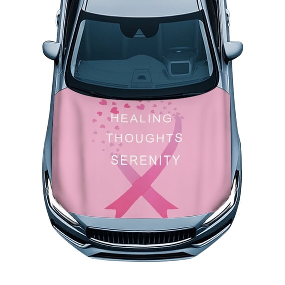 Pzuqiu Stylish Universal Car Hood Cover featuring Pink Awareness Ribbon - Durable All Season Protection for Car Enthusiasts
