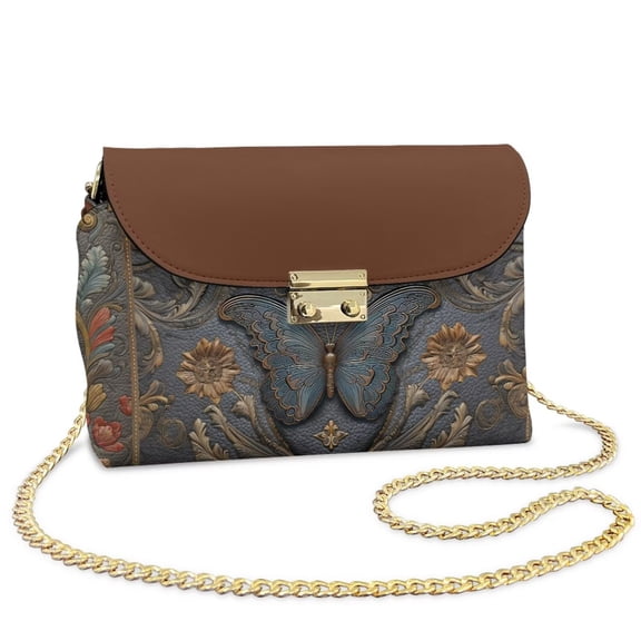 Pzuqiu Sunflower Butterfly Crossbody Bags for Women Lightness Soft Small Leather Crossbody Bags with Chain Strap Exquisite Practical for Party and Special Occasions