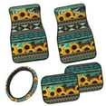 thumbnail image 1 of Pzuqiu Sunflowers Boho Car Floor Mats for Women Steering Wheel Cover Car Accessories Interior Floor Covers for SUVs & Trucks Easy to Install Driver Seat, Passenger Seat and Rear Floor Mats, 1 of 6