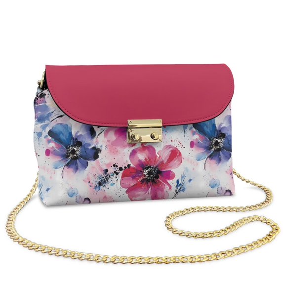Pzuqiu Tie Dye Flower Women Leather Crossbody Bag Compact Practical Quilted Crossbody Purse for Women Casual Leather Quilted Shoulder Bag with Chain Strap for Daily Use