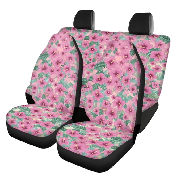 Pzuqiu Tropical Floral Washable Car Front & Rear Seat Covers, Easy to Install Lightweight Fit for most Cars