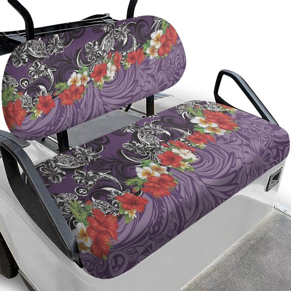 Pzuqiu Tropical Hibiscus 2-Piece Golf Cart Seat Covers Set - Breathable Washable Universal Fit Protector for Golf Enthusiasts
