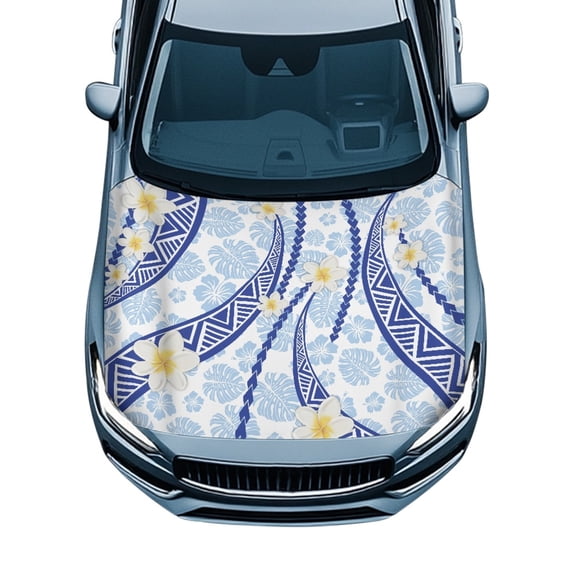 Pzuqiu Tropical Leaf Sunproof Car Hood Cover Elastic Stretch Fabric Car Hood Cover Protector, Auto Hoods Covers Decorate Accessories for Van Trucks SUV