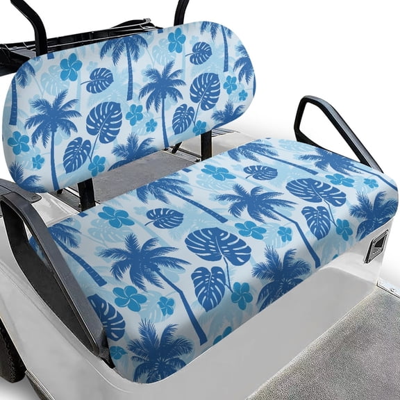 Pzuqiu Tropical Palm Tree Golf Cart Seat Cover Set - Breathable Stretch-Fit Polyester Protector | All-Weather, Washable Accessory for EZGO, Club Car & Yamaha