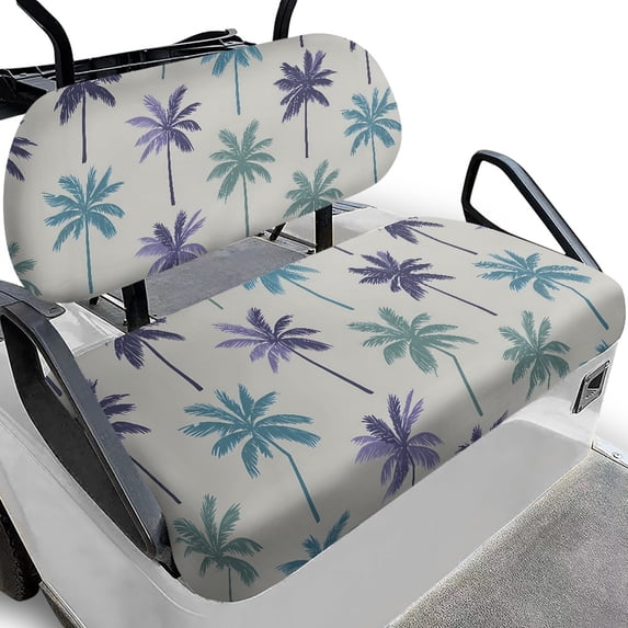 Pzuqiu Tropical Palm Tree Golf Cart Seat Cover Set - Breathable Stretch-Fit Protector | Washable All-Weather Accessory for EZGO, Club Car & Yamaha