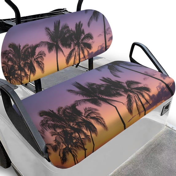 Pzuqiu Tropical Palm Tree Sunset 2-Piece Golf Cart Seat Covers - Breathable Washable Universal Fit for 2-Seater Golf Carts