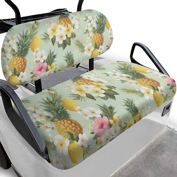 Pzuqiu Tropical Pineapple Floral 2-Piece Golf Cart Seat Covers - Breathable Washable Universal Seat Protection for Golfers