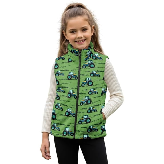 Pzuqiu Truck Print Kids Sleeveless Vests Casual Clothes for Boy 9-10 Versatile Soft Winter Lightweight Sleeveless Fleece Jacket with Practical Wind Proof for Outdoor Activities