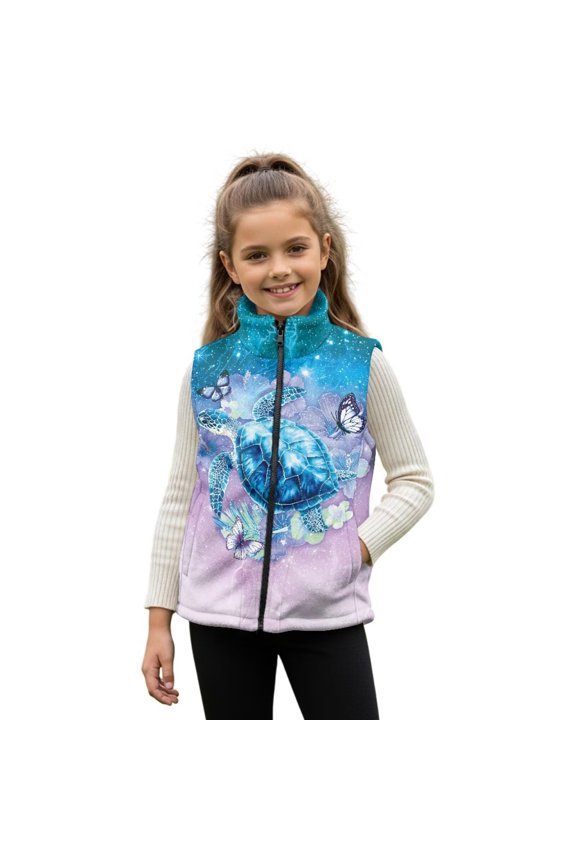 Turtle Kids Sleeveless Vests Size 4 Fall Winter Clothes Fashion Practical Winter Lightweight Sleeveless Fleece Jacket with Pocket Warm Comfortable for Kids and Toddlers